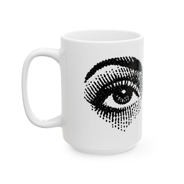 Eyes of longing mug, black on white