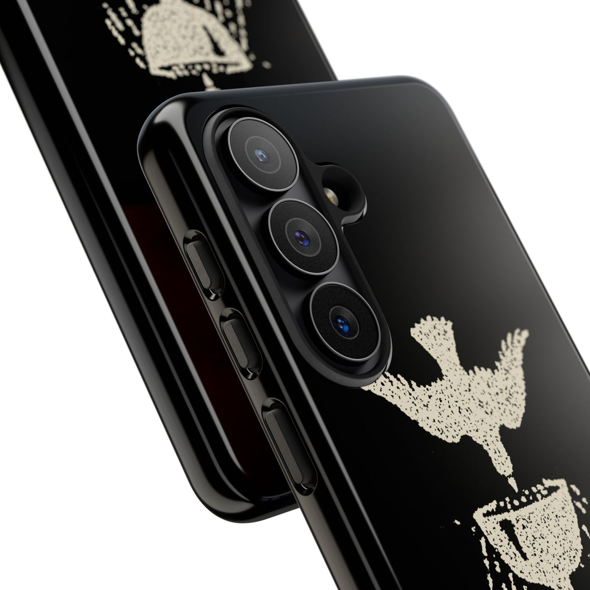 Ace of cups phone case, cream on black