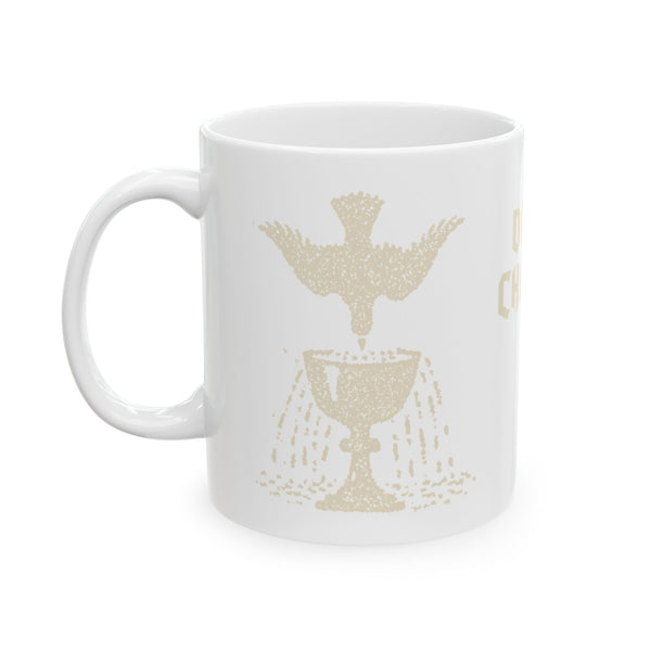Ace of cups mug, cream on white
