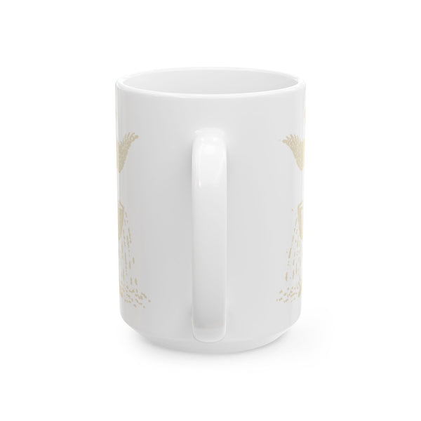 Ace of cups mug, cream on white