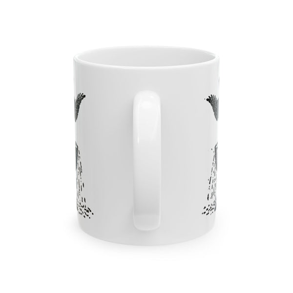 Ace of cups mug, black on white