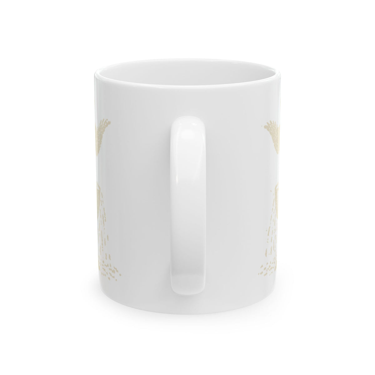 Ace of cups mug, cream on white