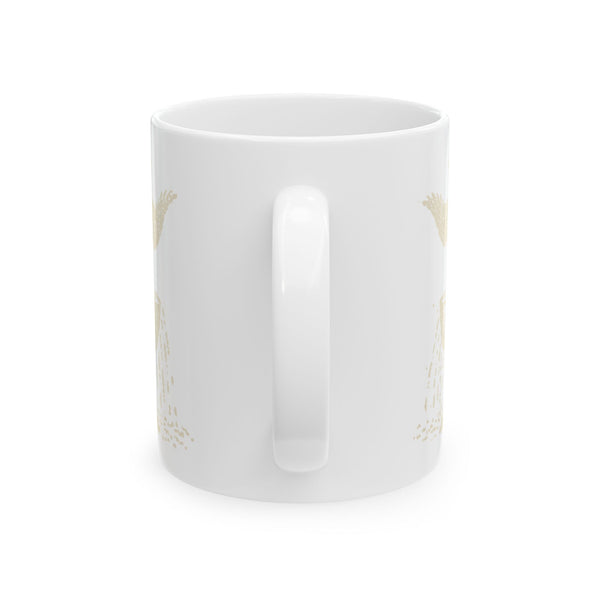Ace of cups mug, cream on white