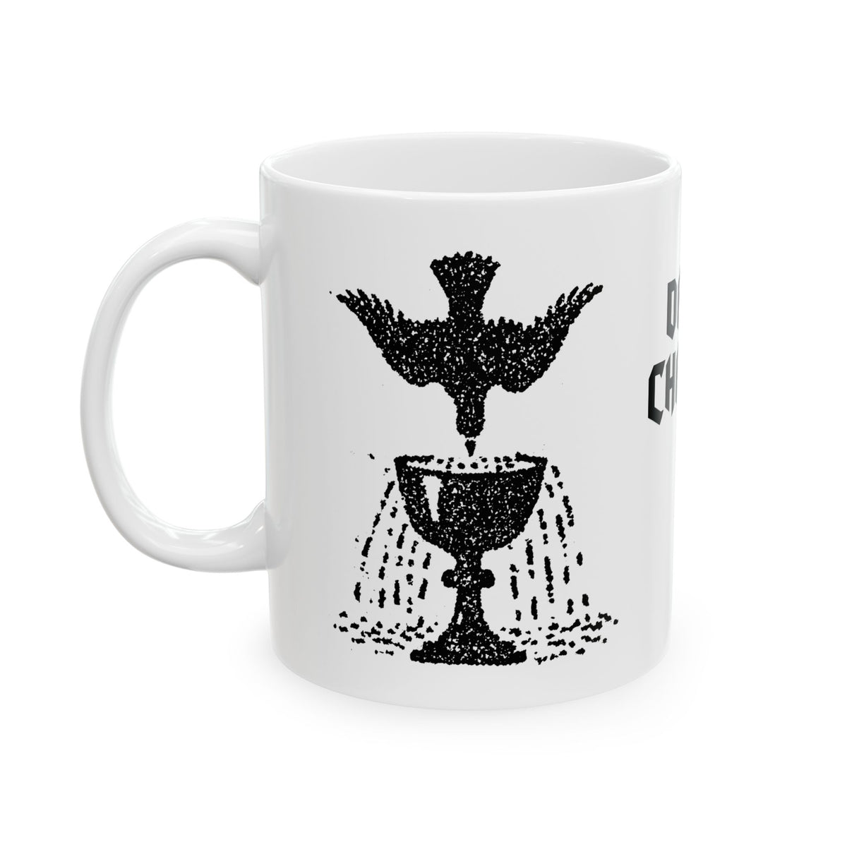 Ace of cups mug, black on white