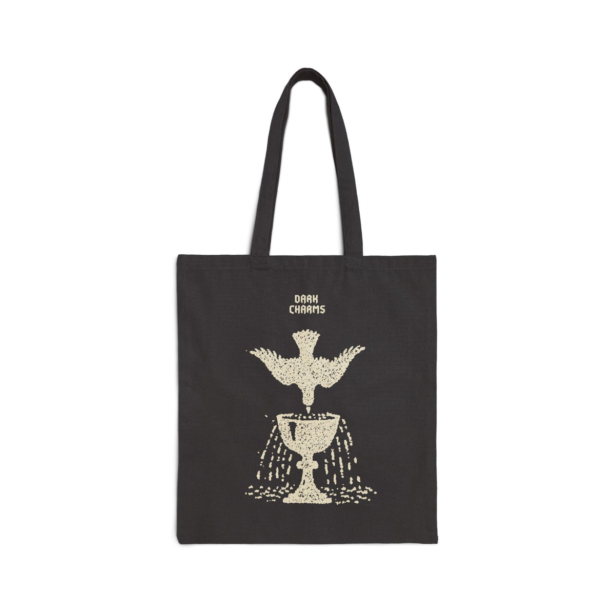 Ace of cups tote bag, cream on black