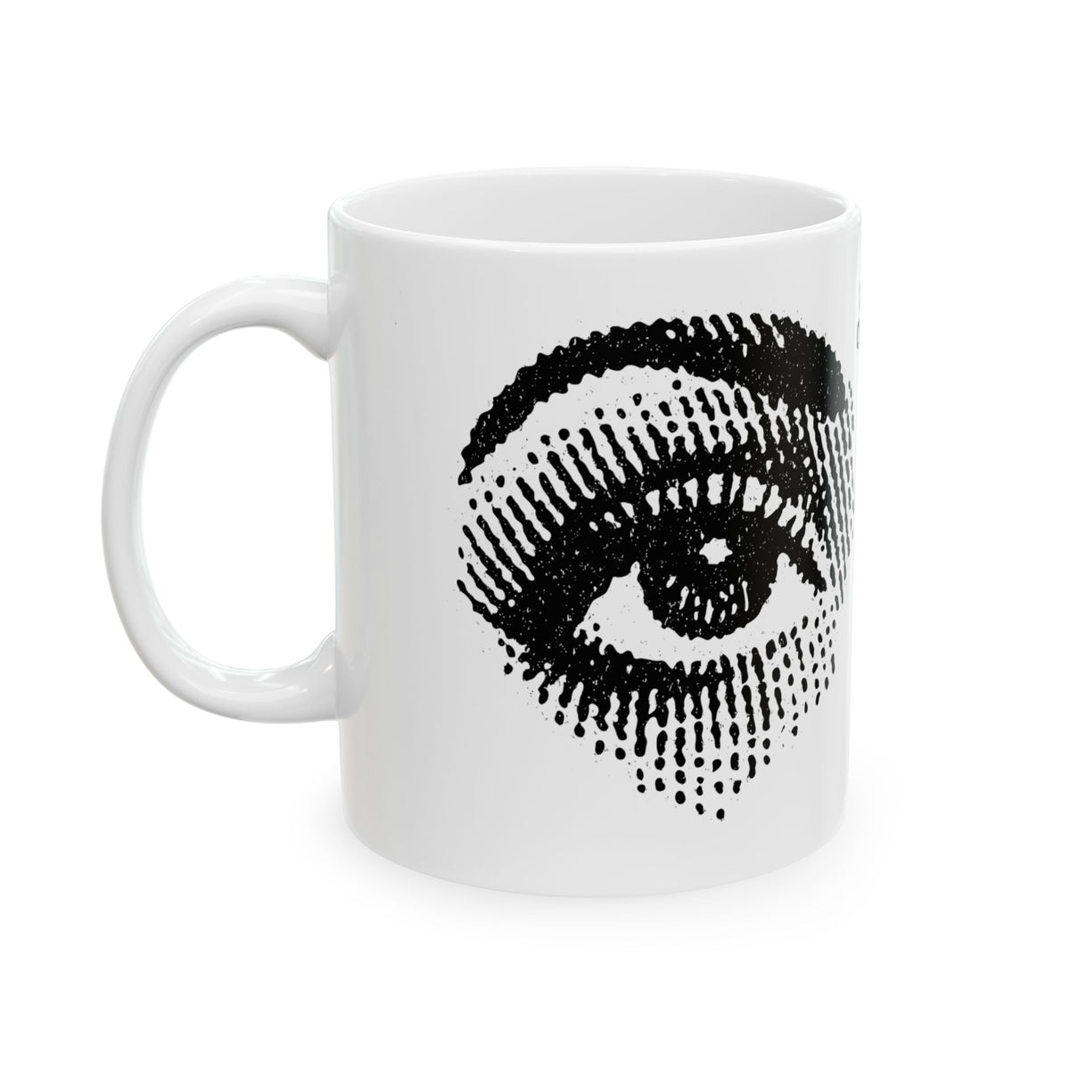 Eyes of longing mug, black on white