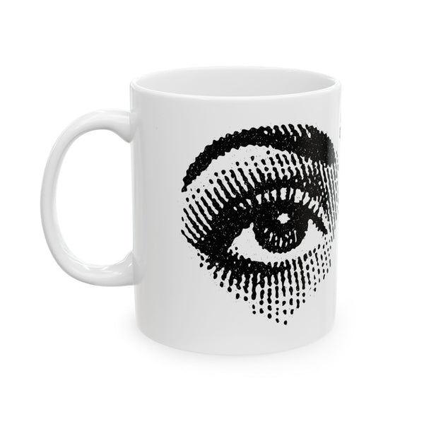 Eyes of longing mug, black on white