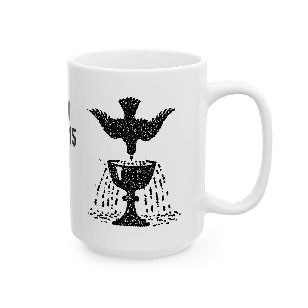 Ace of cups mug, black on white