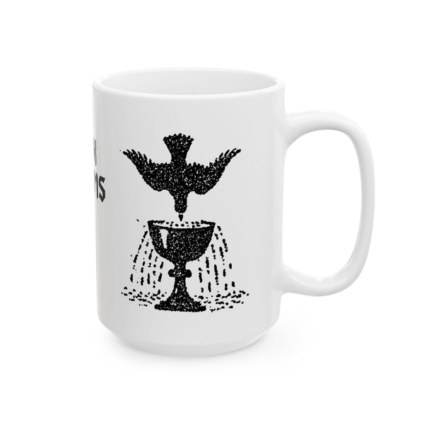 Ace of cups mug, black on white