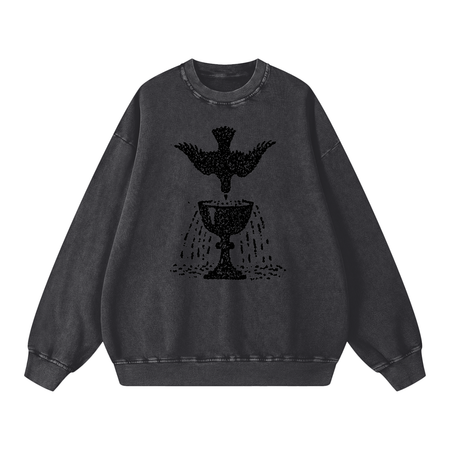 Ace of cups sweatshirt, black, snow washed