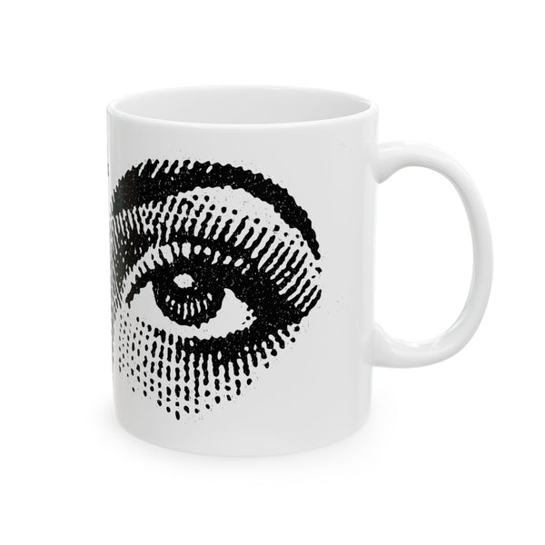 Eyes of longing mug, black on white