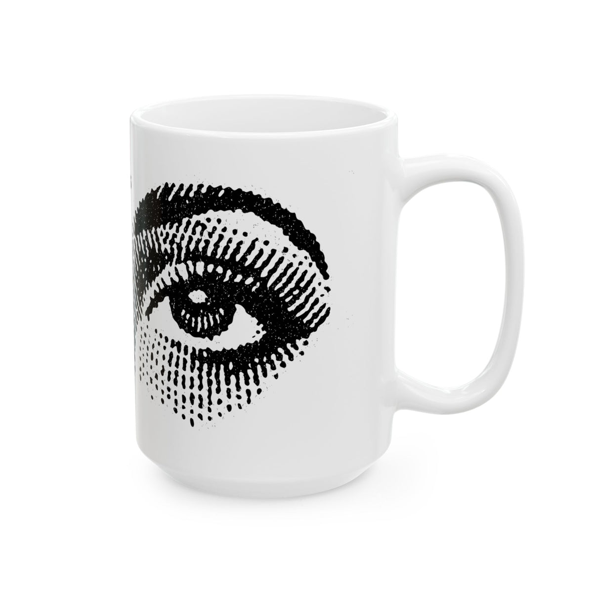 Eyes of longing mug, black on white