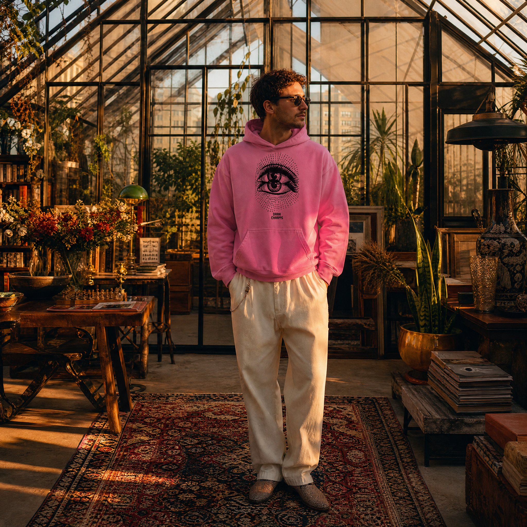 Mirror eye sun faded oversized hoodie Secondary image