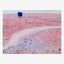 Original poppy field painting, red field to the horizon with a pale track and a dark blue blot