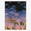 Original floral nocturne painting, pink blooms with scarlet centres against deep blue night