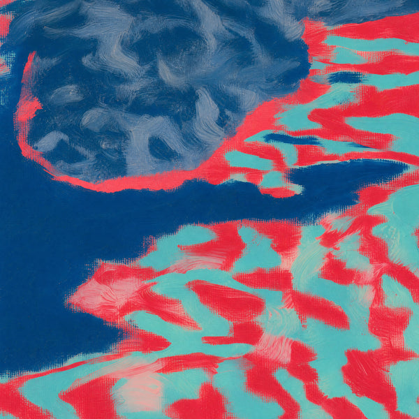 Close detail of the brushwork and paint texture on Get out on the island