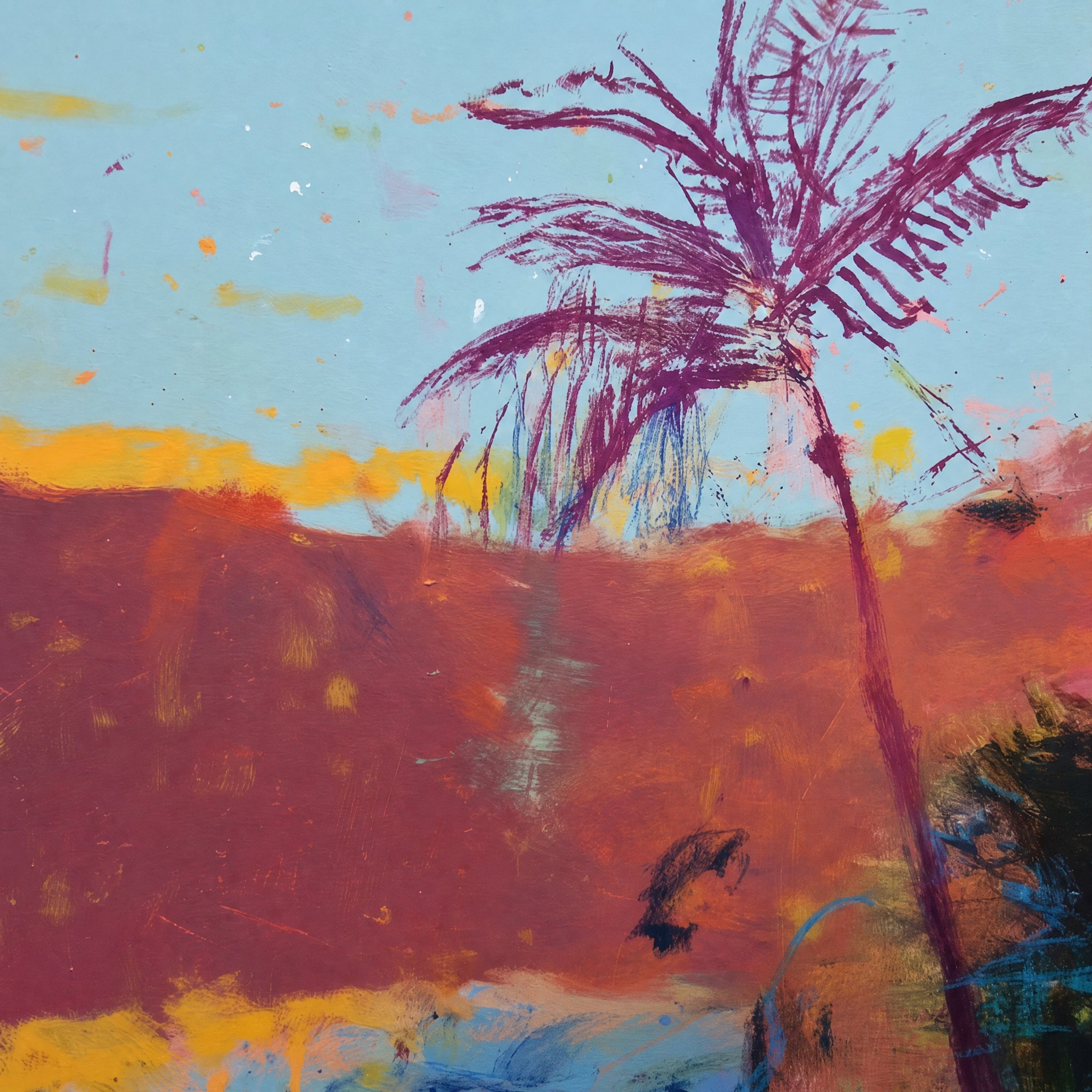Close detail of the brushwork and paint texture on Hard liquor, horseplay and noise
