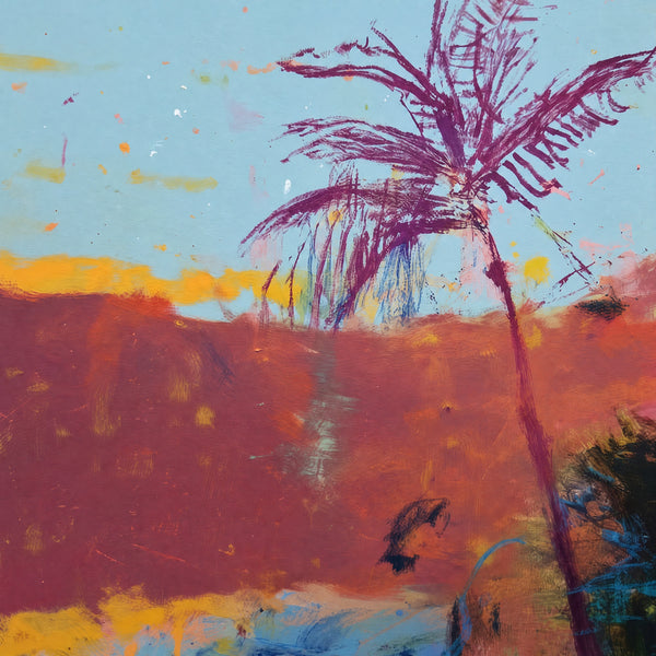 Close detail of the brushwork and paint texture on Hard liquor, horseplay and noise
