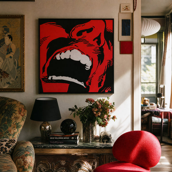Medium original painting Hard work on the wall of a styled room