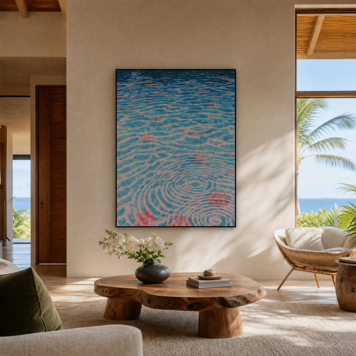 Medium original painting I'm quite shallow actually on the wall of a styled room