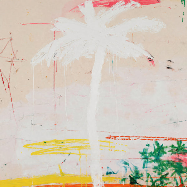 Close detail of the brushwork and paint texture on If my body could follow where my mind goes