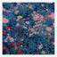 Original wildflower meadow painting, pink daisies and red poppies across a deep blue tangle