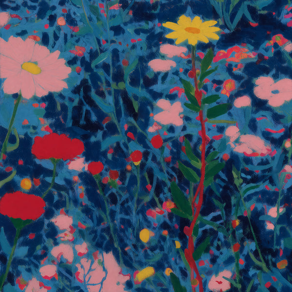 Close detail of the brushwork and paint texture on June Wildflowers