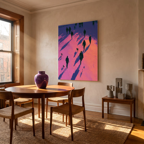Medium original golden hour painting on the wall of a styled room